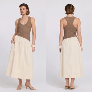 REVOLVE Two-Tone Brown and Cream Midi Dress